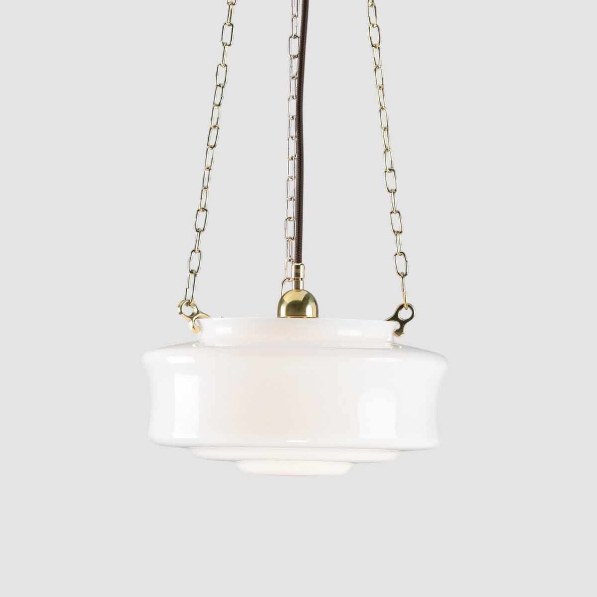 Elwood 12" on 3 Chain Suspension Polished Brass & Opal Gloss - LOI3090479A