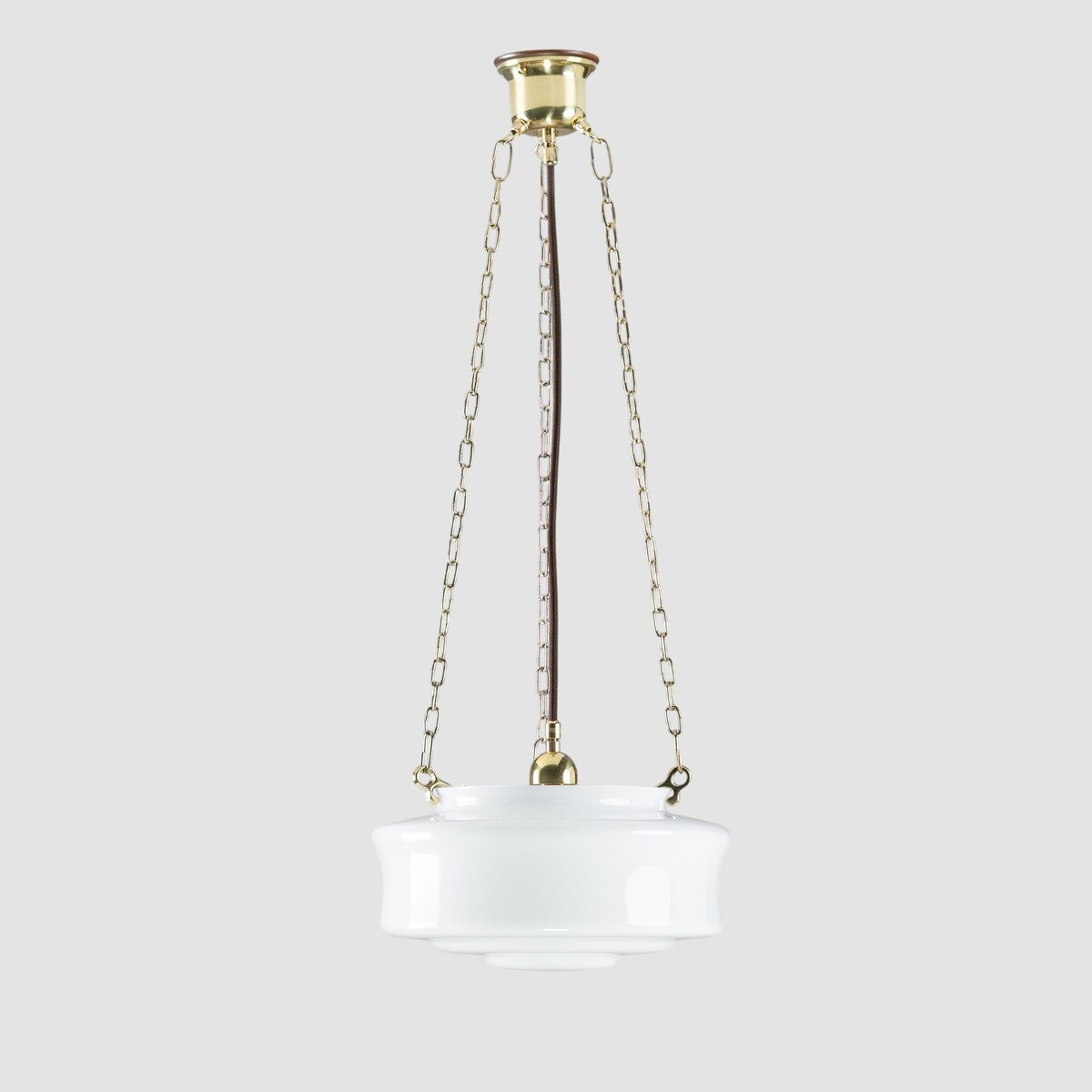 Elwood 12" on 3 Chain Suspension Polished Brass & Opal Gloss - LOI3090479A