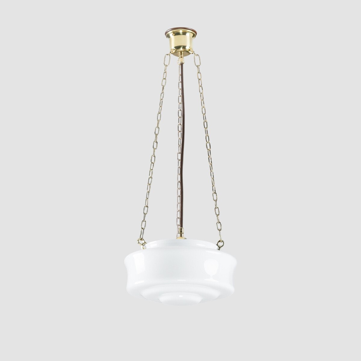 Elwood 12" on 3 Chain Suspension Polished Brass & Opal Gloss - LOI3090479A