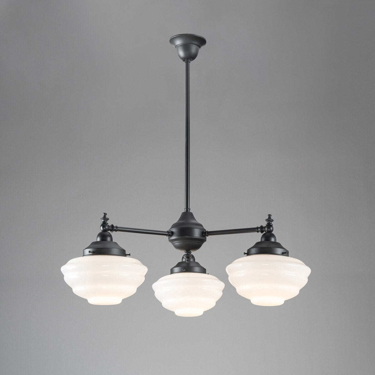 Bentleigh 3 Light Pendant Light Arms Down with Cannes Shades Patina & Opal Gloss - 3090480