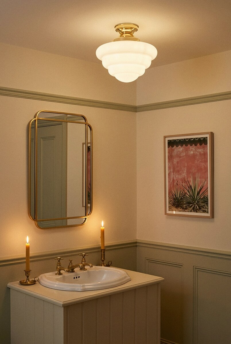 DIY Batten Fix Brass With 10" Beehive Opal Glass - 3090483