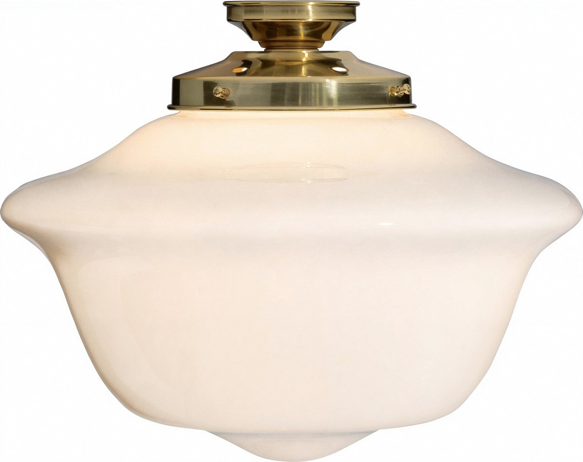 Victorian Schoolhouse 16" Batten Fix Light Polished Brass & Opal Gloss - 3090525