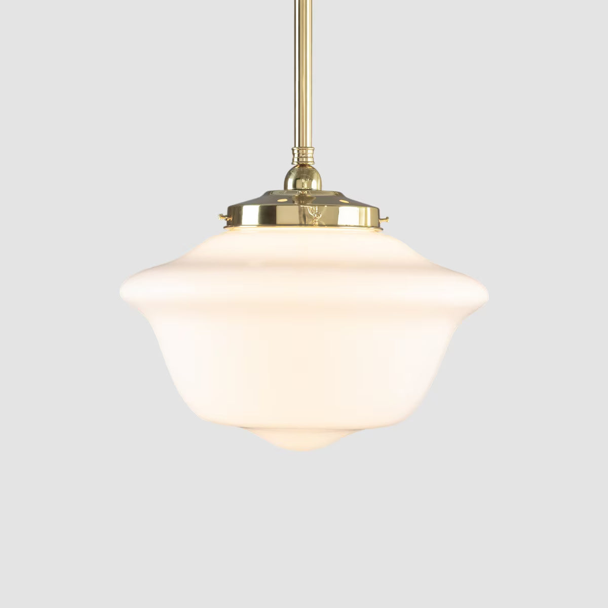 Victorian Schoolhouse 16" Pendant Light on Rod Set 3/4" x 1/2M Polished Brass & Opal Gloss - 3090528
