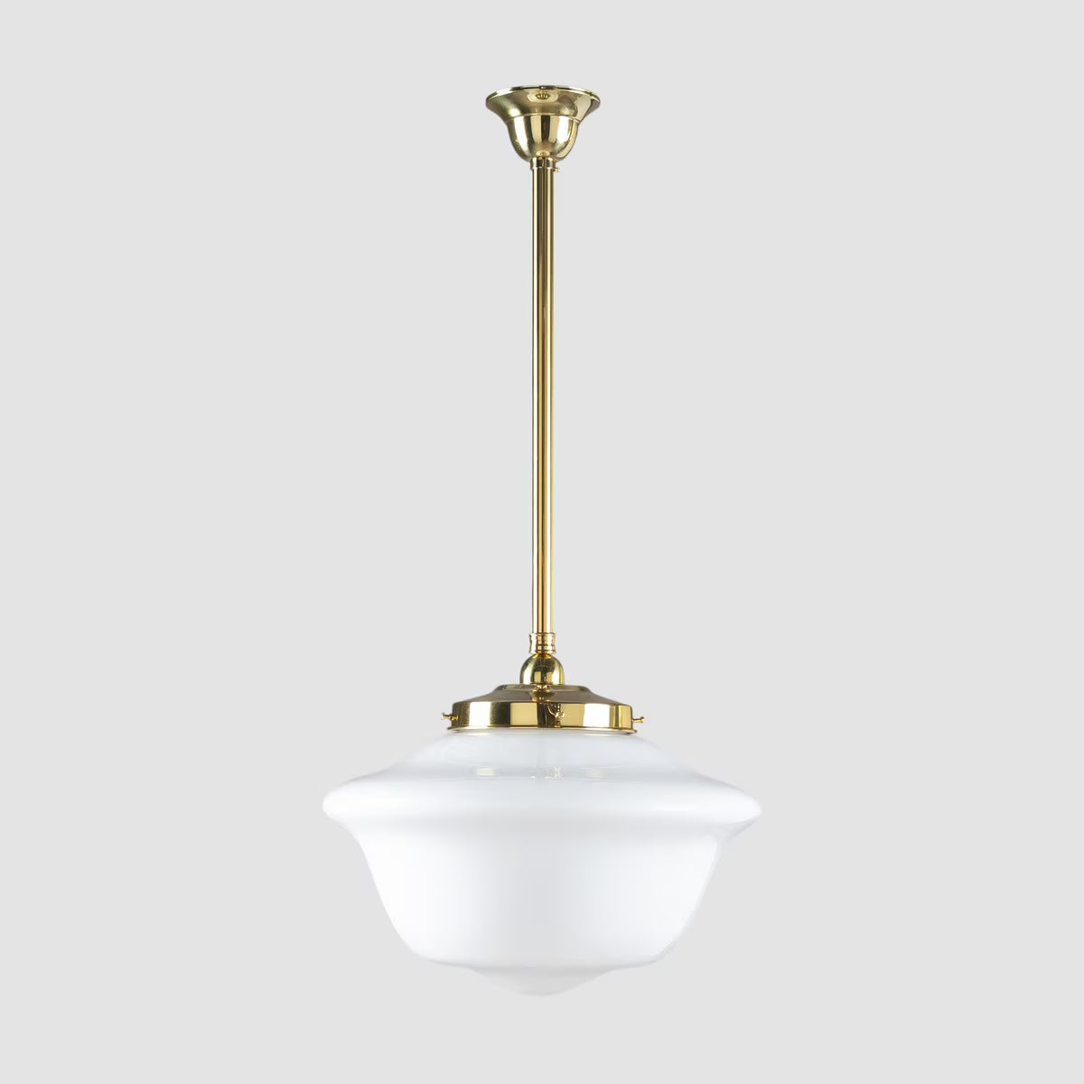 Victorian Schoolhouse 16" Pendant Light on Rod Set 3/4" x 1/2M Polished Brass & Opal Gloss - 3090528
