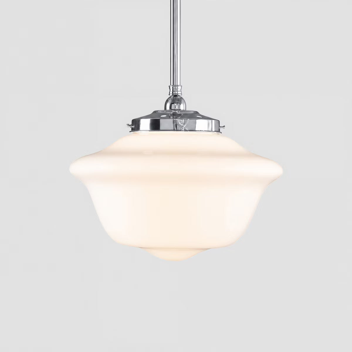 Victorian Schoolhouse 16" Pendant Light on Rod Set 3/4" x 1/2M Chrome & Opal Gloss - 3090529