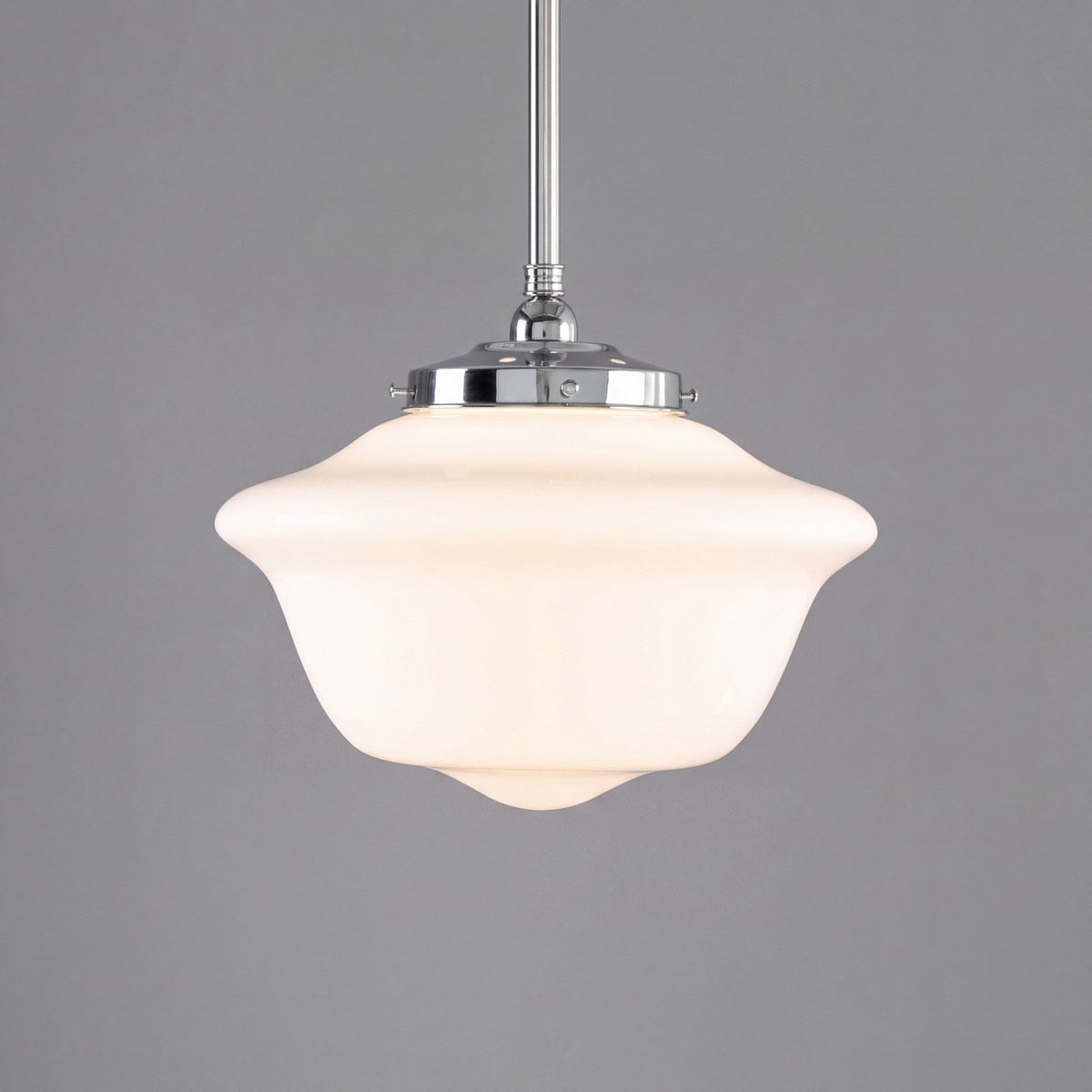 Victorian Schoolhouse 16" Pendant Light on Rod Set 3/4" x 1/2M Chrome & Opal Gloss - 3090529