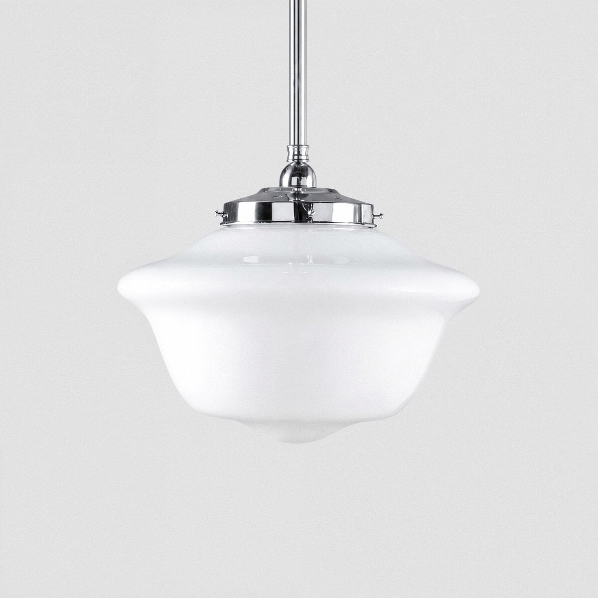 Victorian Schoolhouse 16" Pendant Light on Rod Set 3/4" x 1/2M Chrome & Opal Gloss - 3090529