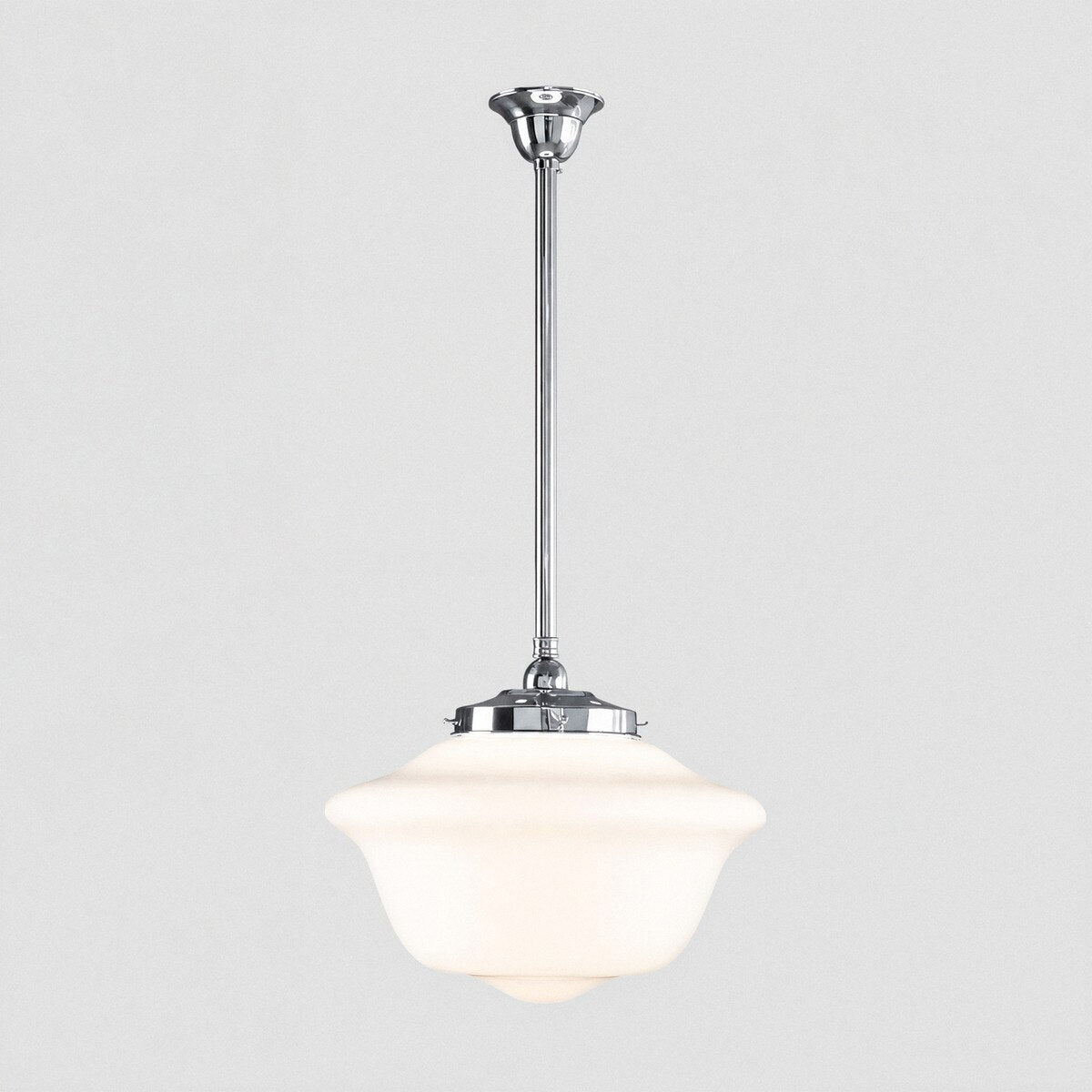 Victorian Schoolhouse 16" Pendant Light on Rod Set 3/4" x 1/2M Chrome & Opal Gloss - 3090529