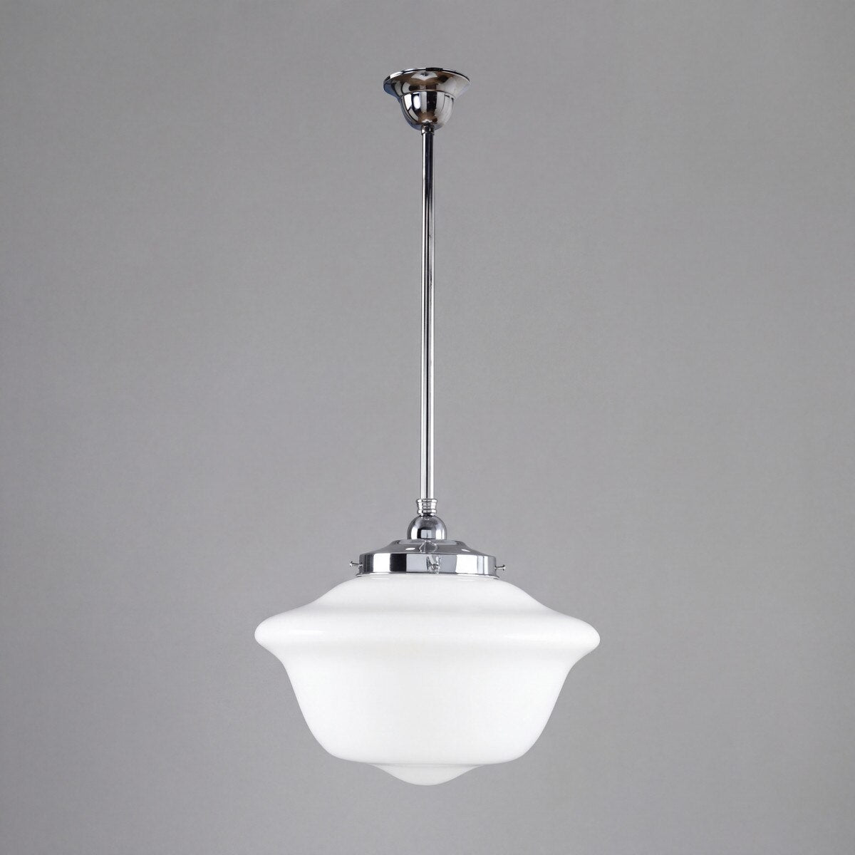 Victorian Schoolhouse 16" Pendant Light on Rod Set 3/4" x 1/2M Chrome & Opal Gloss - 3090529