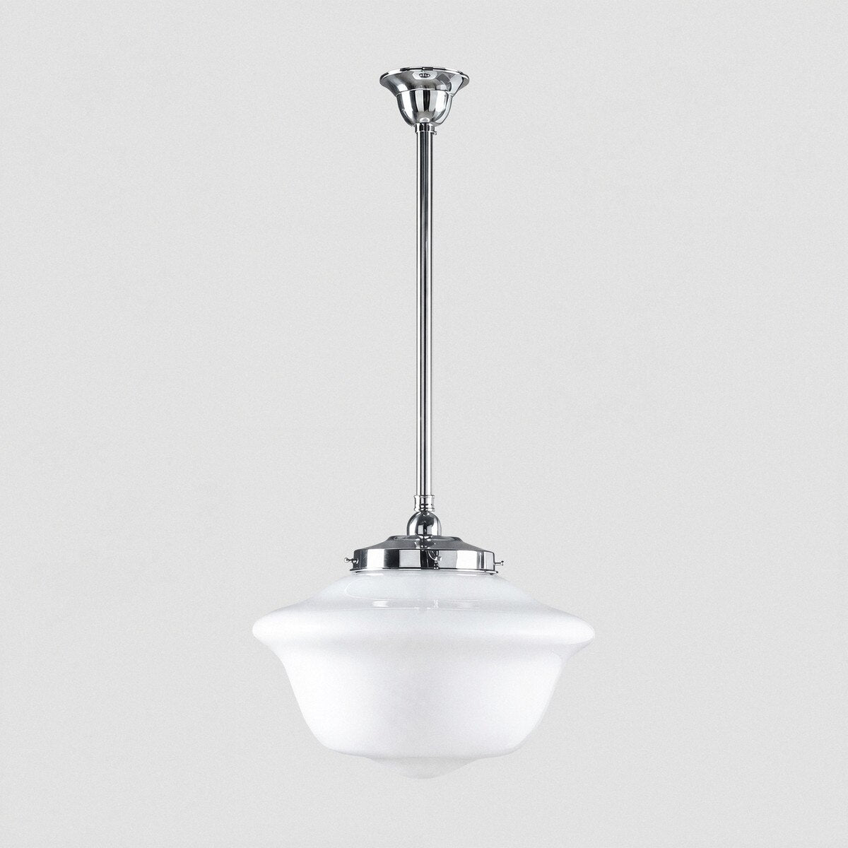 Victorian Schoolhouse 16" Pendant Light on Rod Set 3/4" x 1/2M Chrome & Opal Gloss - 3090529