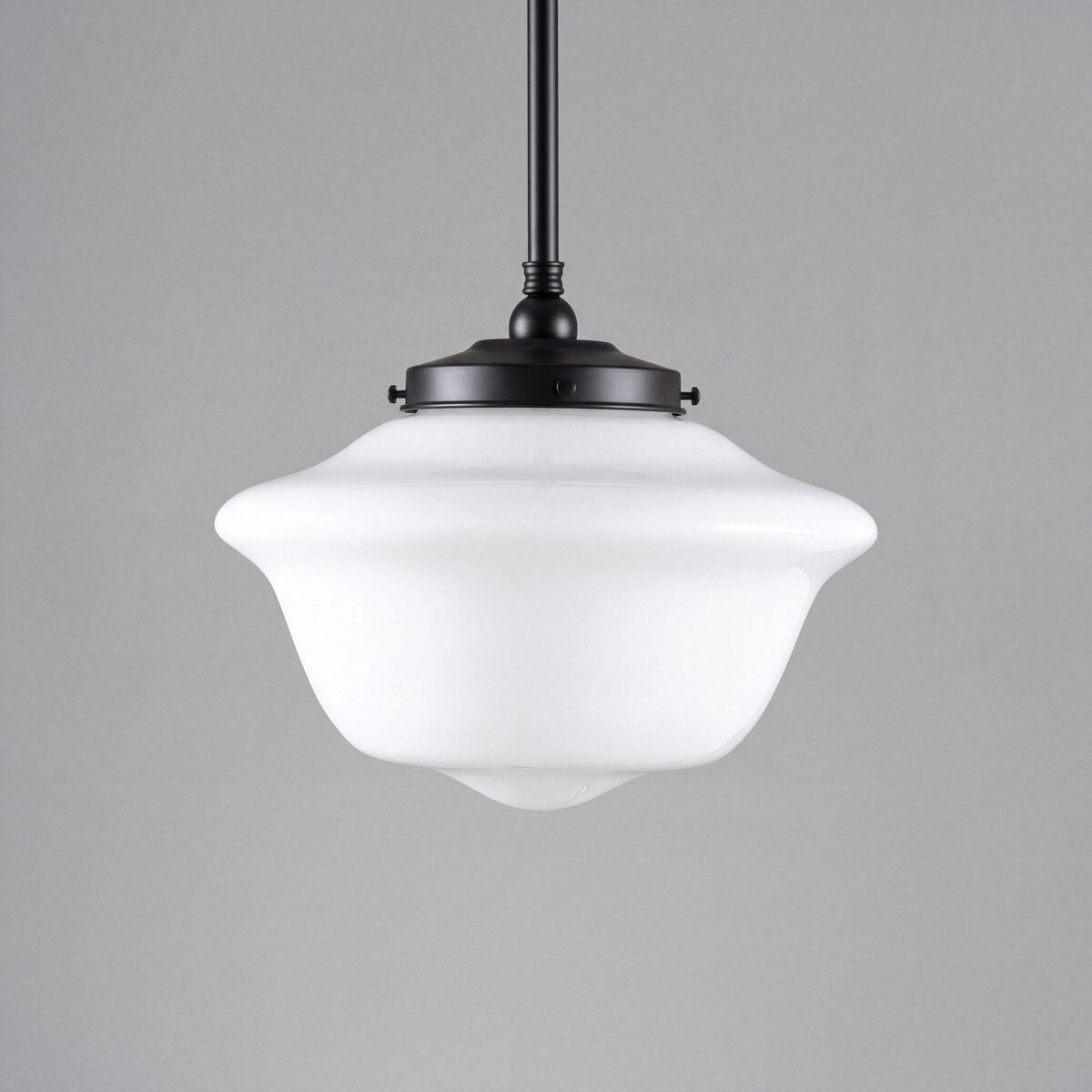 Victorian Schoolhouse 16" Pendant Light on Rod Set 3/4" x 1/2M Patina & Opal Gloss - 3090530