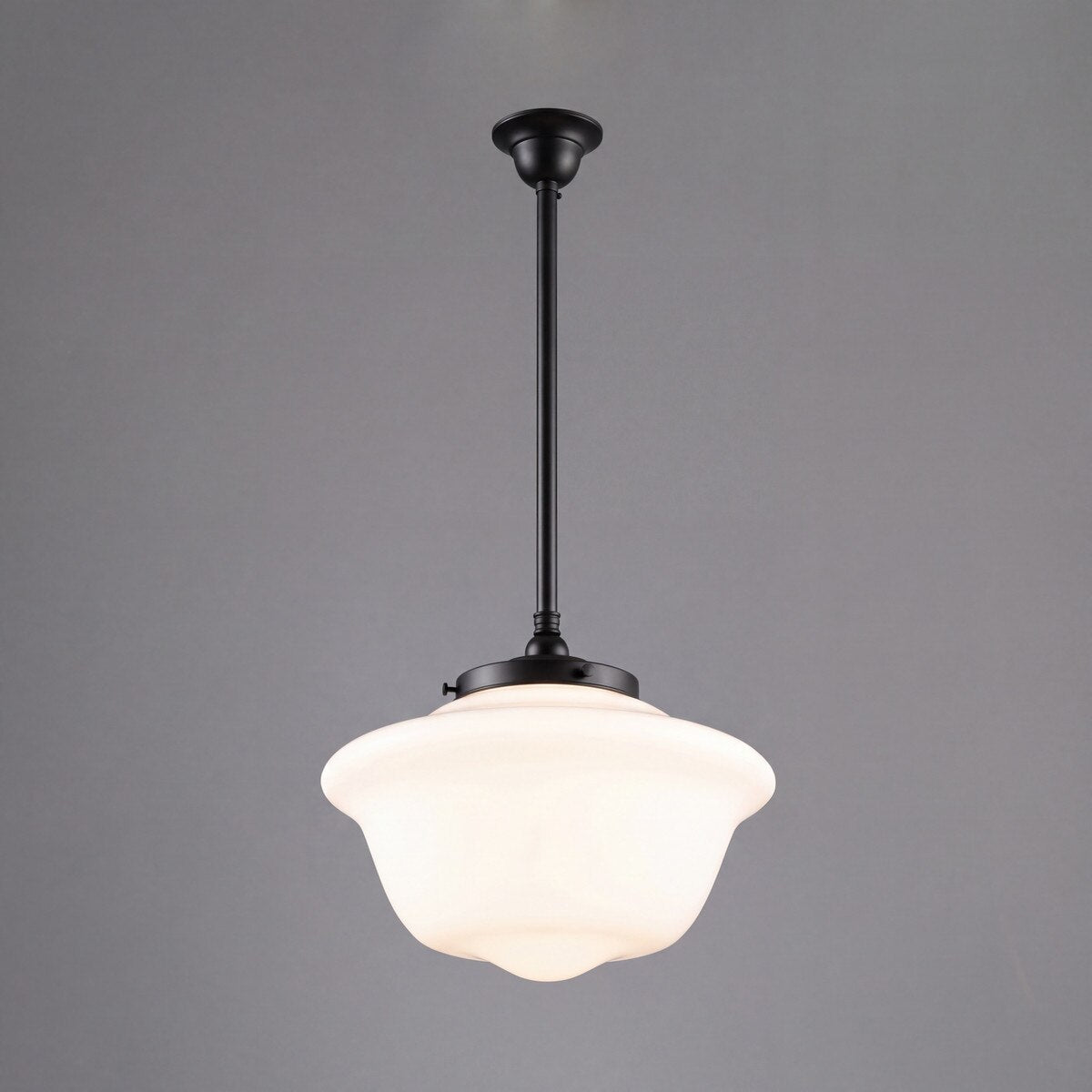 Victorian Schoolhouse 16" Pendant Light on Rod Set 3/4" x 1/2M Patina & Opal Gloss - 3090530