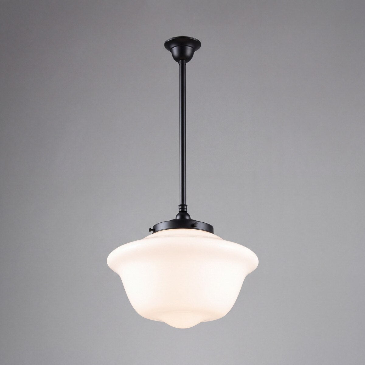 Victorian Schoolhouse 16" Pendant Light on Rod Set 3/4" x 1/2M Patina & Opal Gloss - 3090530