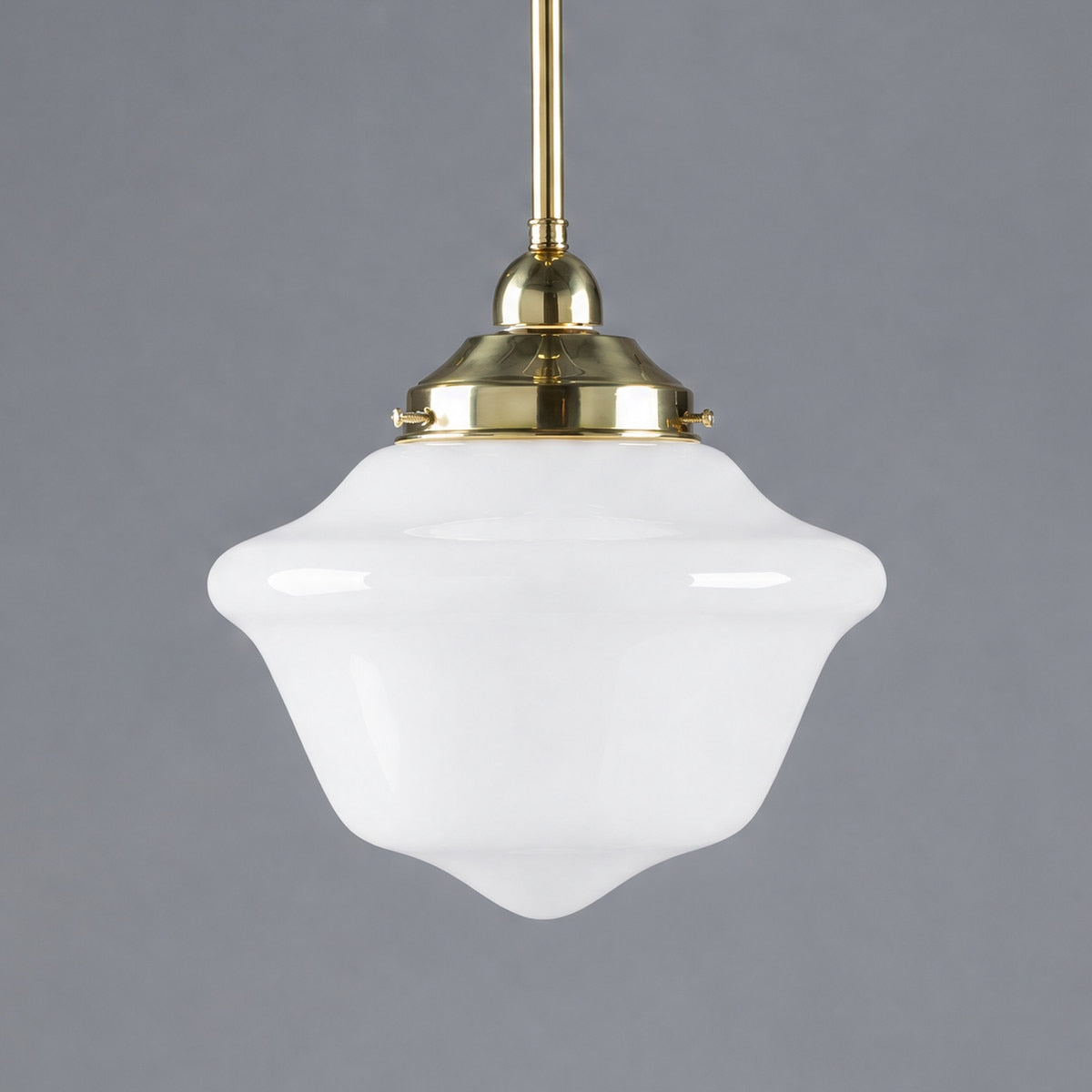 Victorian Schoolhouse 9" Pendant Light on Rod Set 1/2" x 1/2M Polished Brass & Opal Gloss - 3090534