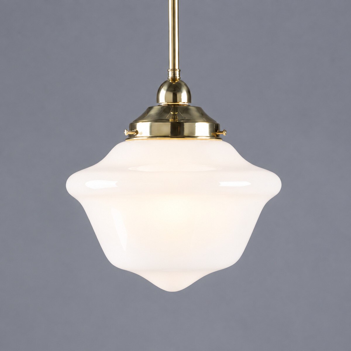 Victorian Schoolhouse 9" Pendant Light on Rod Set 1/2" x 1/2M Polished Brass & Opal Gloss - 3090534