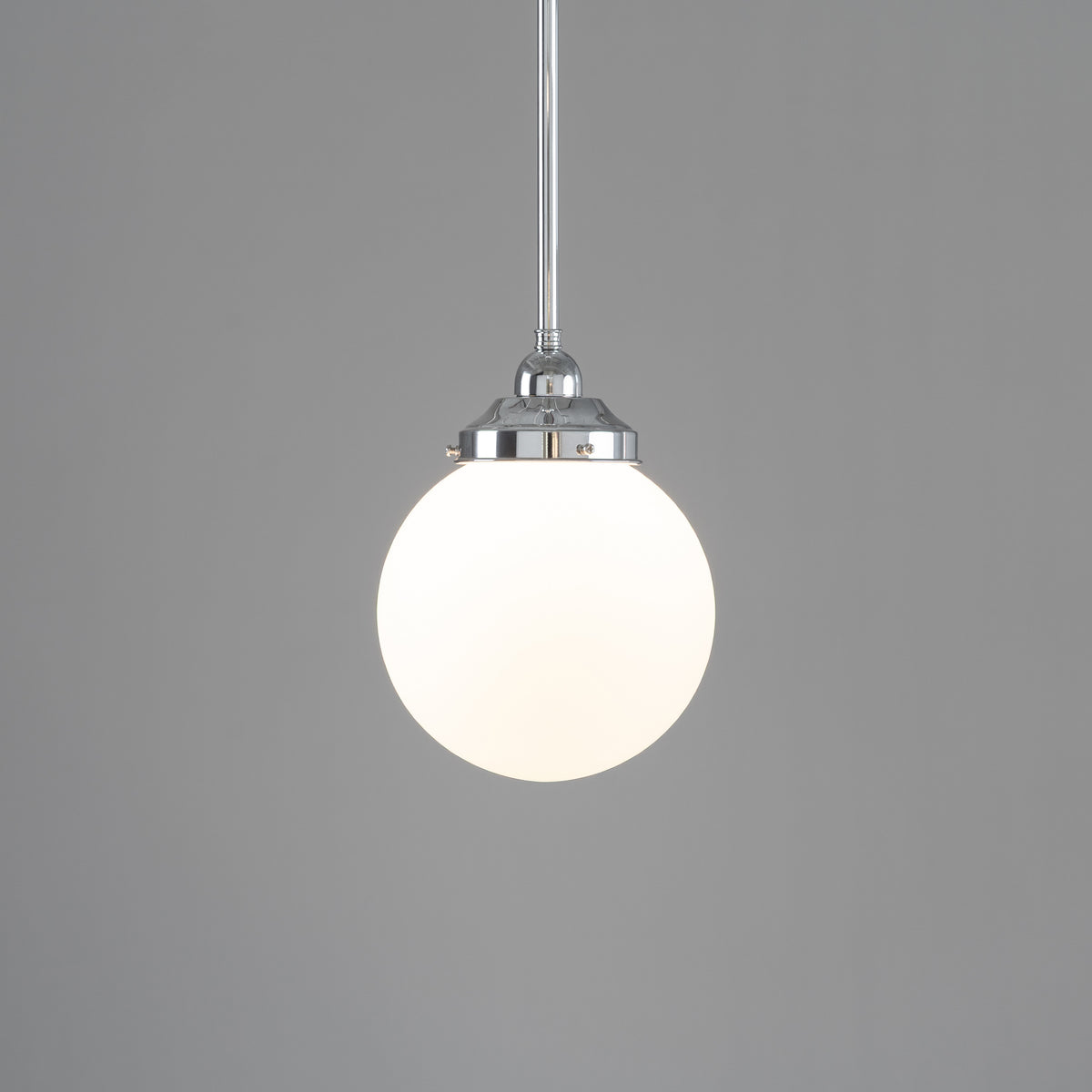 Sphere 8" Pendant Light on Rod Set 1/2" x 1/2M Chrome & Opal Matte - 3090566
