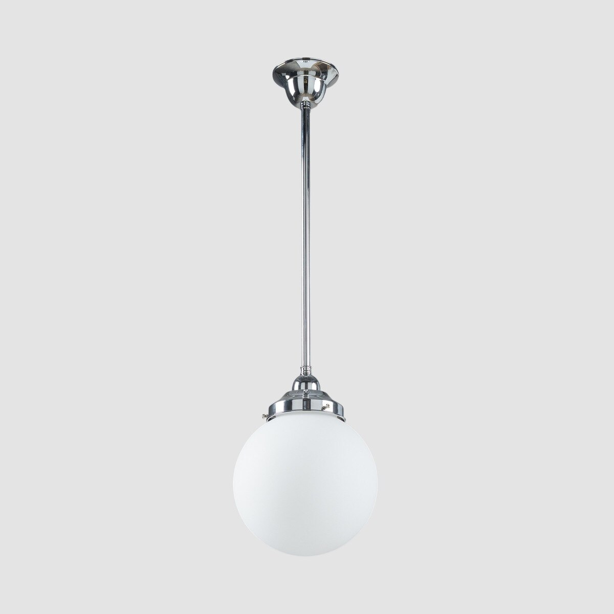 Sphere 8" Pendant Light on Rod Set 1/2" x 1/2M Chrome & Opal Matte - 3090566