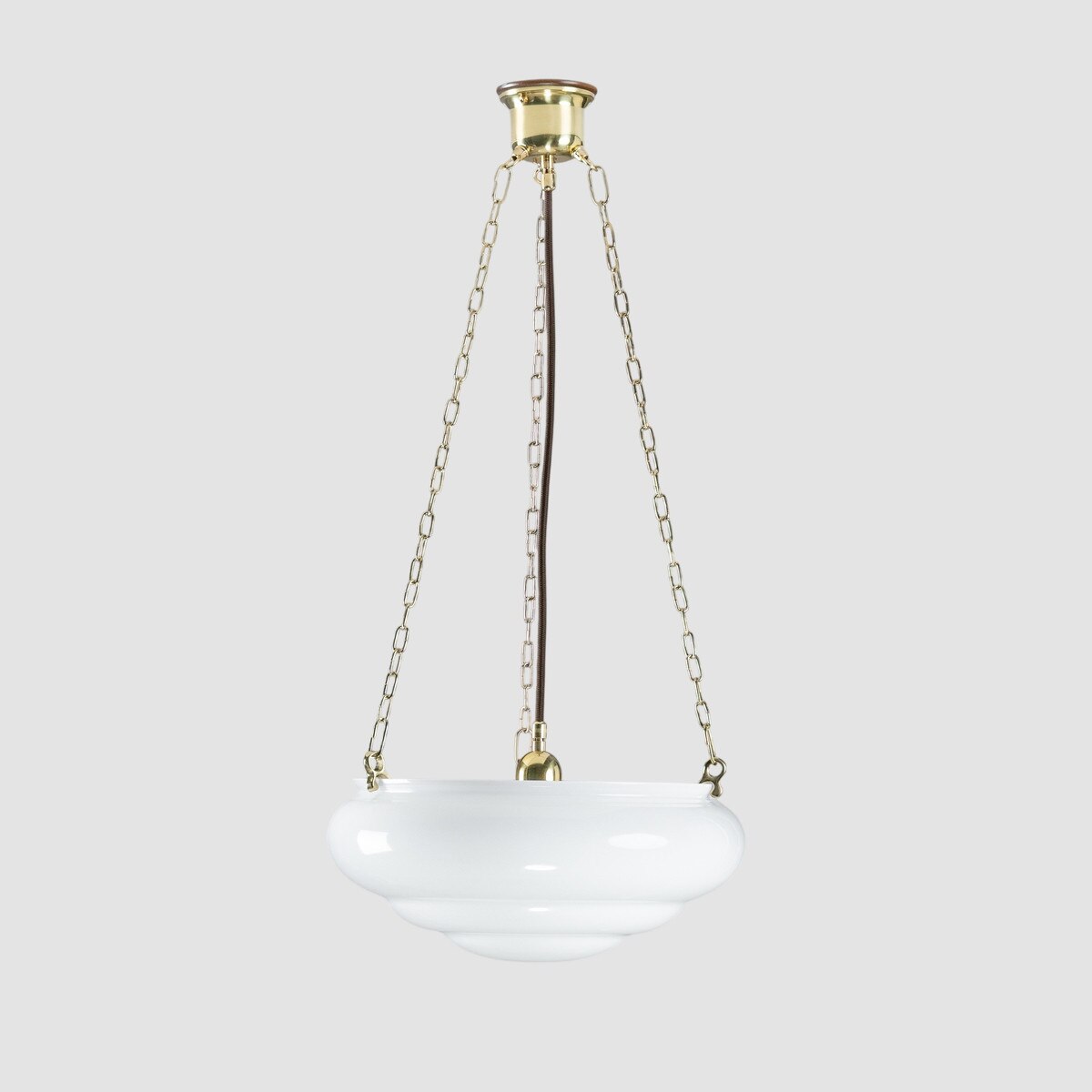 Art Nouveau 14" on 3 Chain Suspension Polished Brass & Opal Gloss - LOI3090571A
