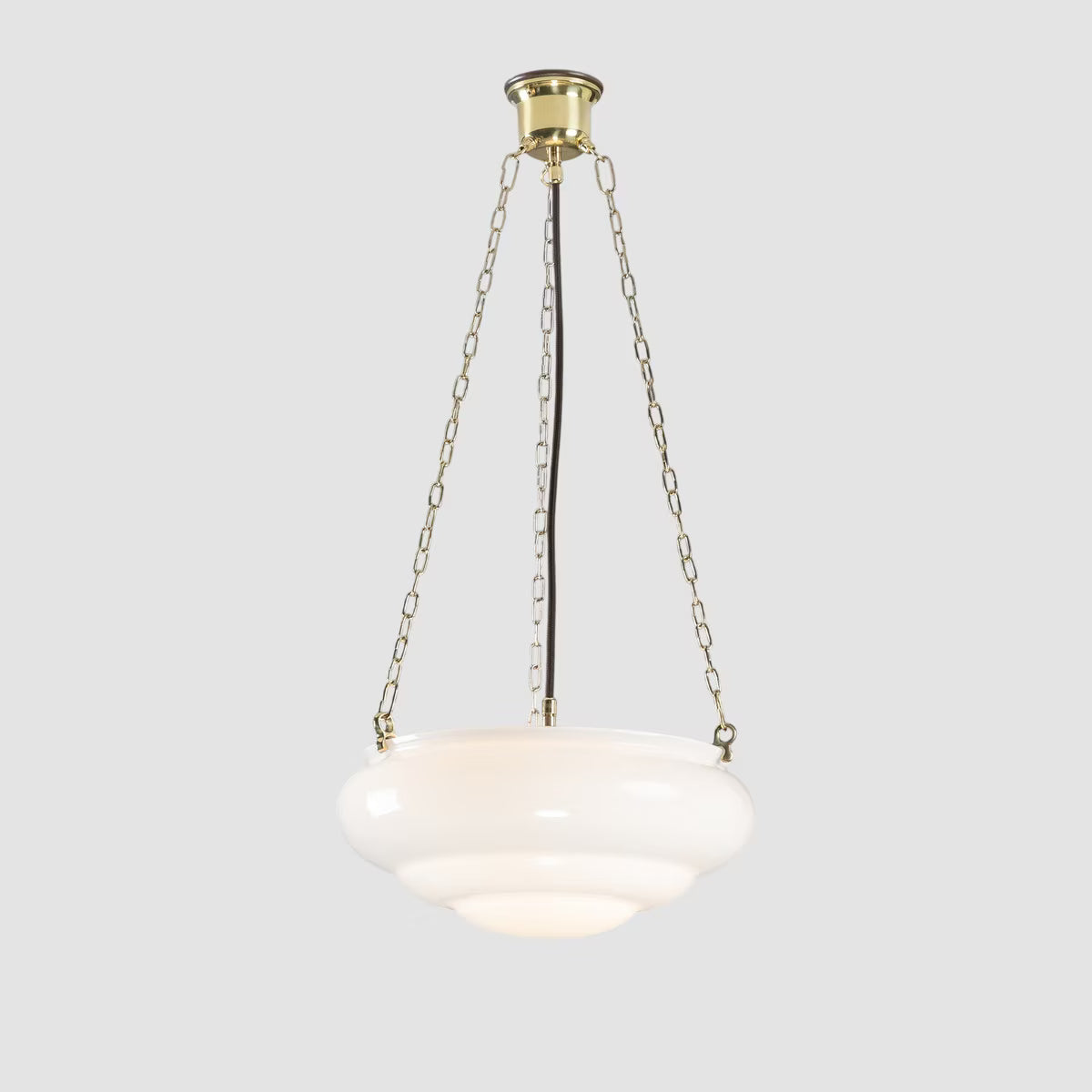 Art Nouveau 14" on 3 Chain Suspension Polished Brass & Opal Gloss - LOI3090571A