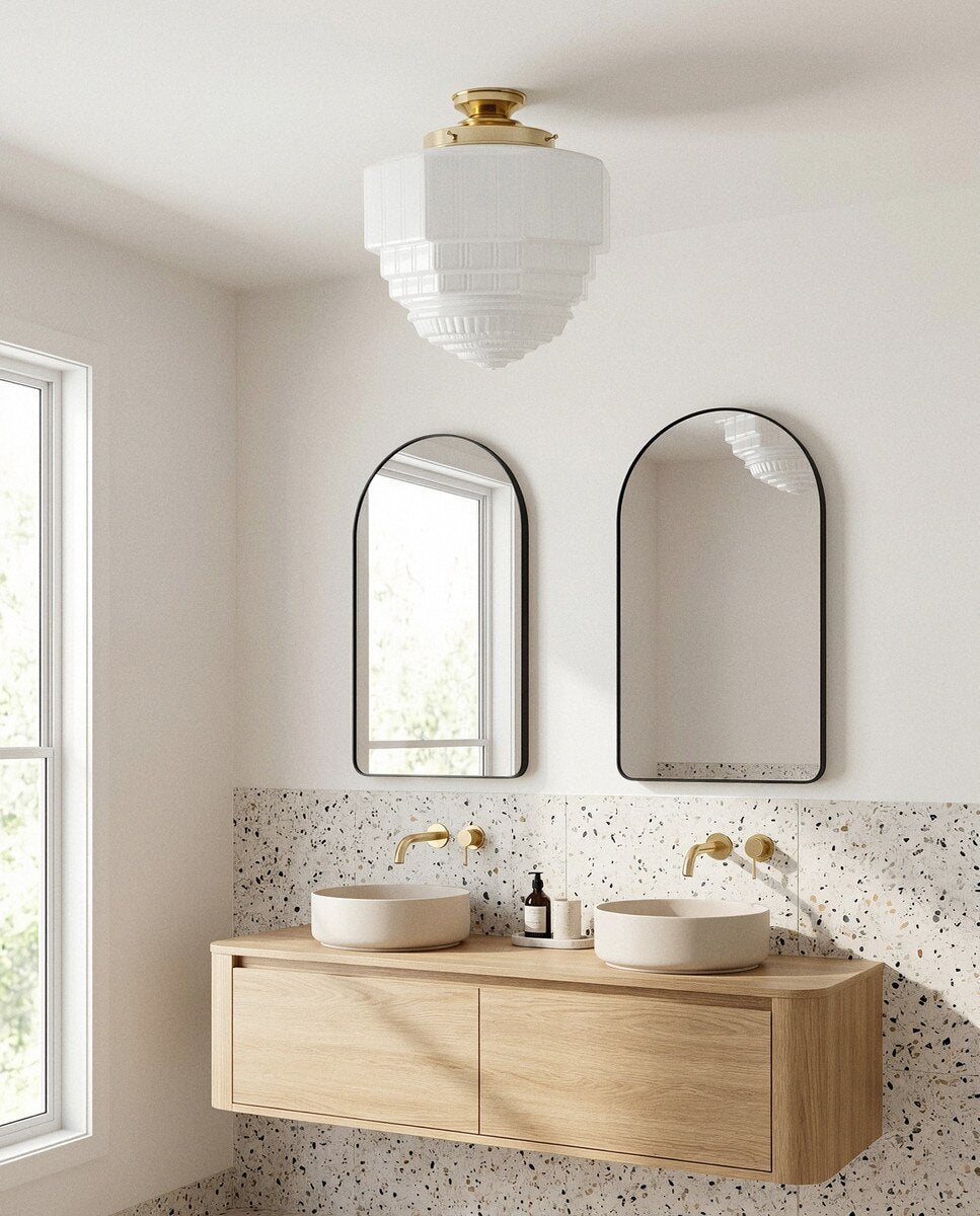 St Helens Batten Fix Light Polished Brass & Opal Gloss - 3090623