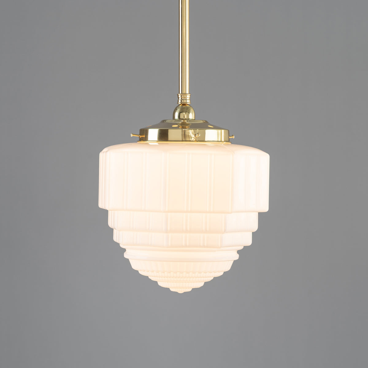 St Helens 8" Pendant Light on Rod Set 3/4" x 1/2M Polished Brass & Opal Matte - 3090626