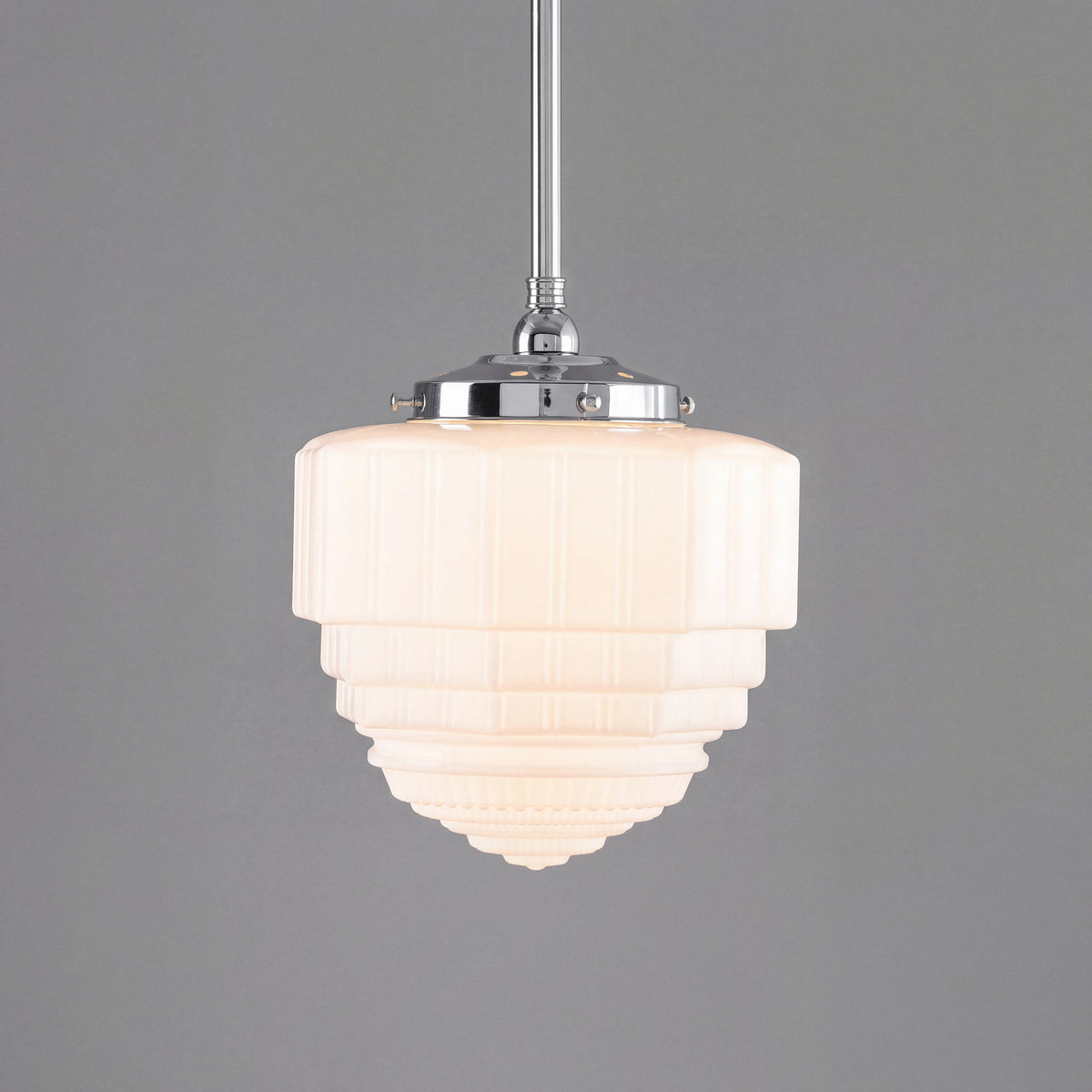 St Helens 8" Pendant Light on Rod Set 3/4" x 1/2M Chrome & Opal Matte - 3090627