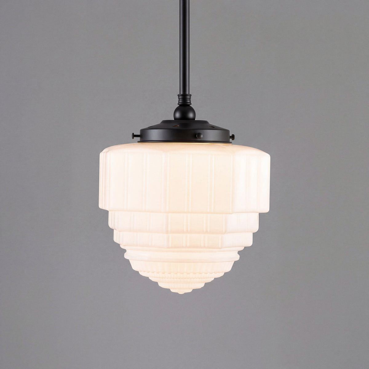 St Helens 8" Pendant Light on Rod Set 3/4" x 1/2M Patina & Opal Matte - 3090628