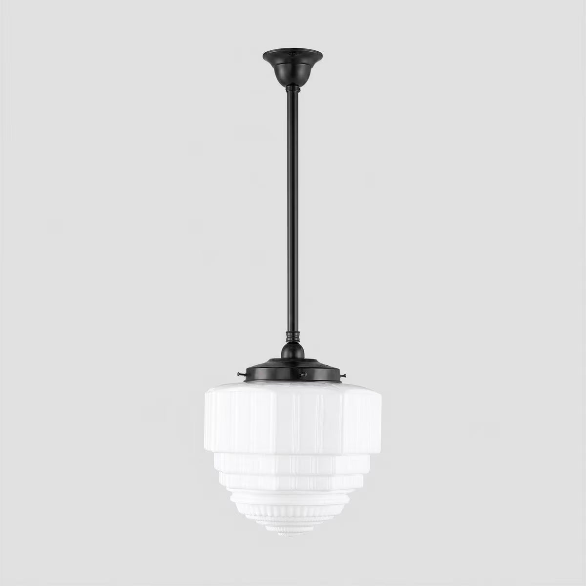 St Helens 8" Pendant Light on Rod Set 3/4" x 1/2M Patina & Opal Matte - 3090628