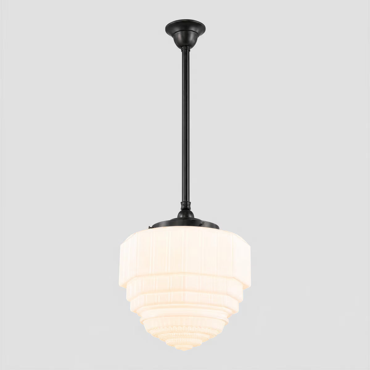 St Helens 8" Pendant Light on Rod Set 3/4" x 1/2M Patina & Opal Matte - 3090628