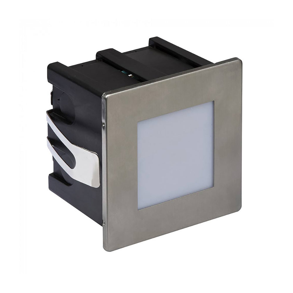 Buy Step Lights Australia Square Step Light Satin Chrome Stainless Steel 3000K - LRL112-SS