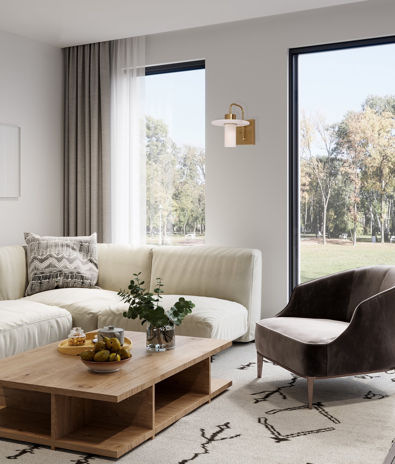 Lucerna Interior Cylinder Round Hat Wall Light White & Brass - LUCERNA-W1