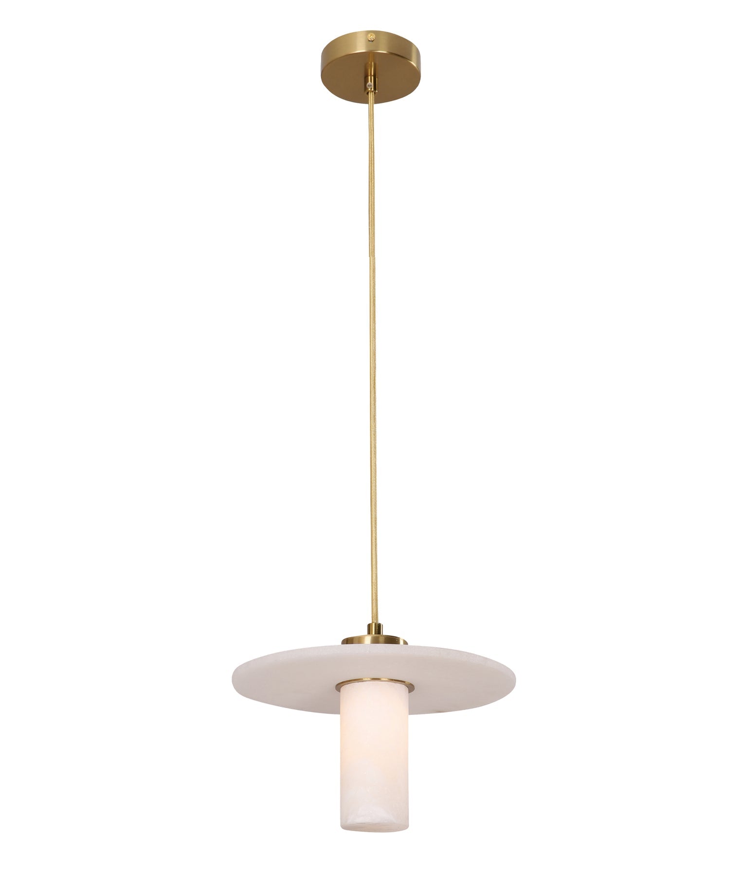 Lucerna Interior Cylinder Round Hat Pendant Light White & Brass - LUCERNA1