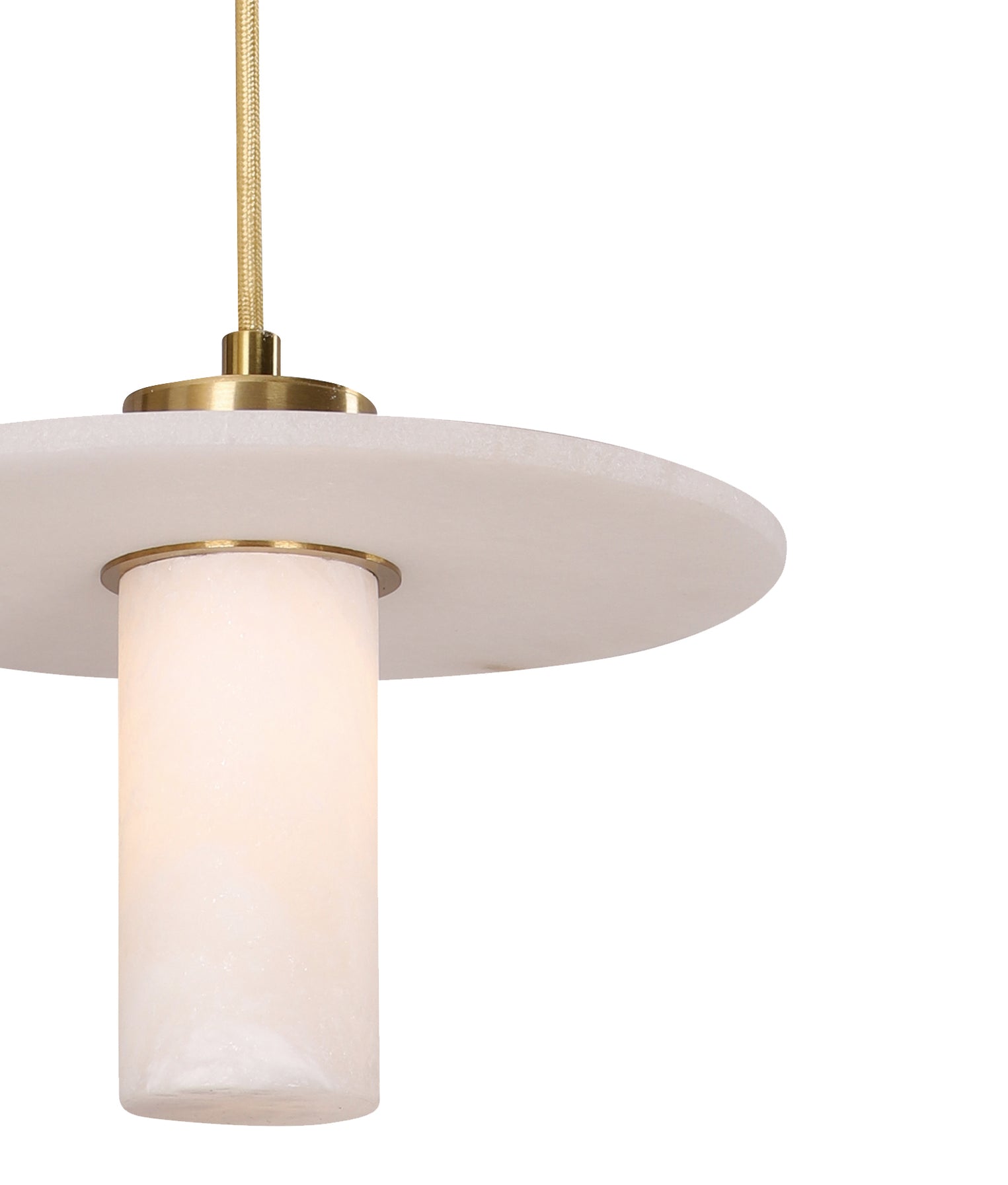 Lucerna Interior Cylinder Round Hat Pendant Light White & Brass - LUCERNA1