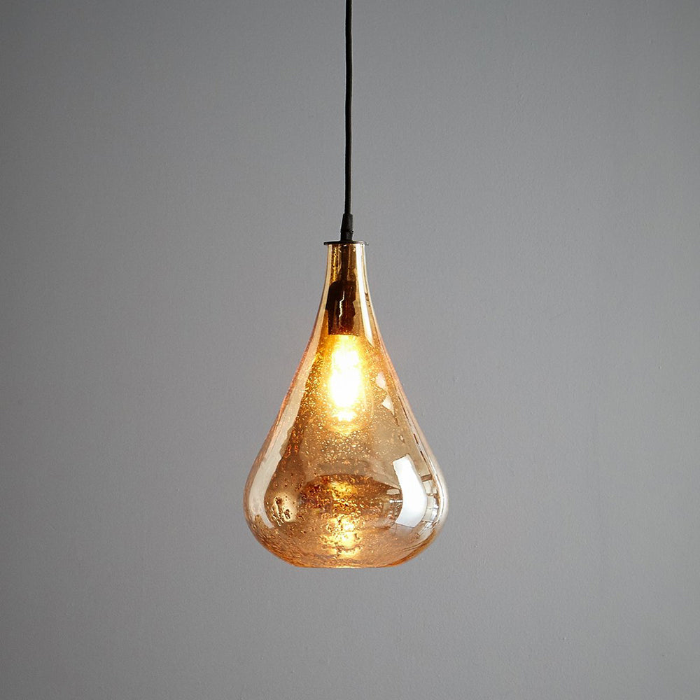Buy Pendant Lights Australia Lustre Teardrop 1 Light Stone Effect Glass Teardrop Pendant Pale Gold - ZAF10341