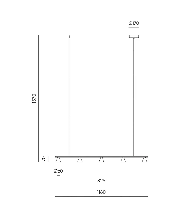 Lyb 5 Light LED Pendant 5W 3000K Matte Brass - ARO.C1274/ORO