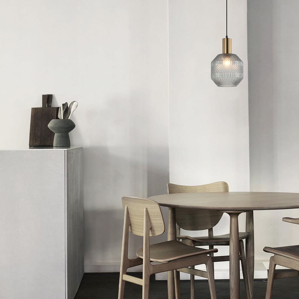 Buy Pendant Lights Australia Interior Glass Jar With Quadrilateral Segment 1 Light Pendant Smoke - MARACA1