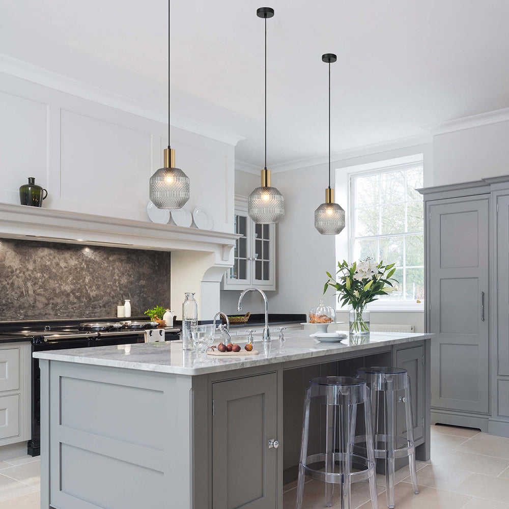 Buy Pendant Lights Australia Interior Glass Jar With Quadrilateral Segment 1 Light Pendant Smoke - MARACA1