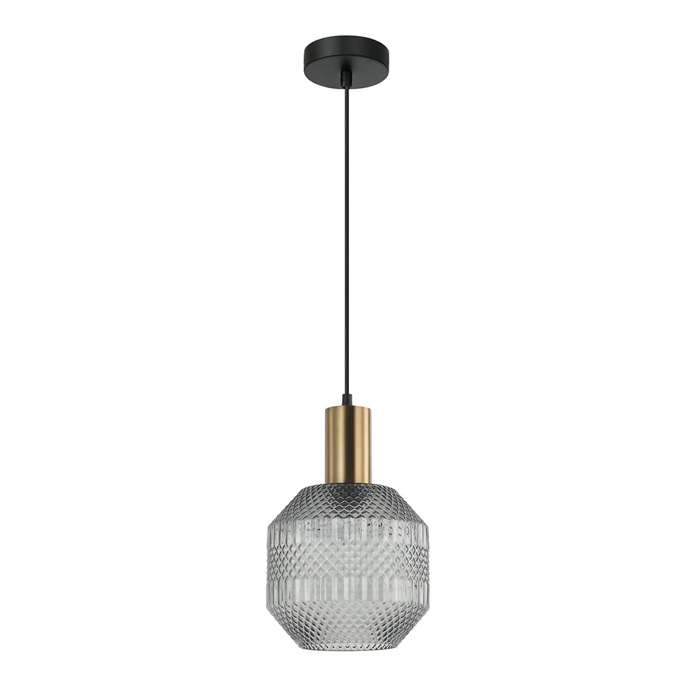 Buy Pendant Lights Australia Interior Glass Jar With Quadrilateral Segment 1 Light Pendant Smoke - MARACA1