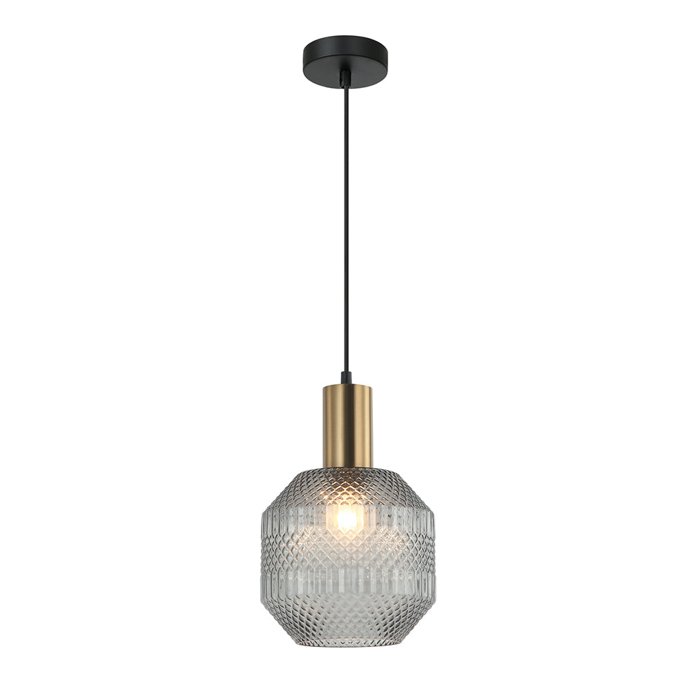 Buy Pendant Lights Australia Interior Glass Jar With Quadrilateral Segment 1 Light Pendant Smoke - MARACA1