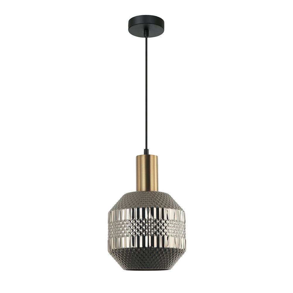 Buy Pendant Lights Australia Interior Glass Jar With Quadrilateral Segment 1 Light Pendant Matt Gold - MARACA5