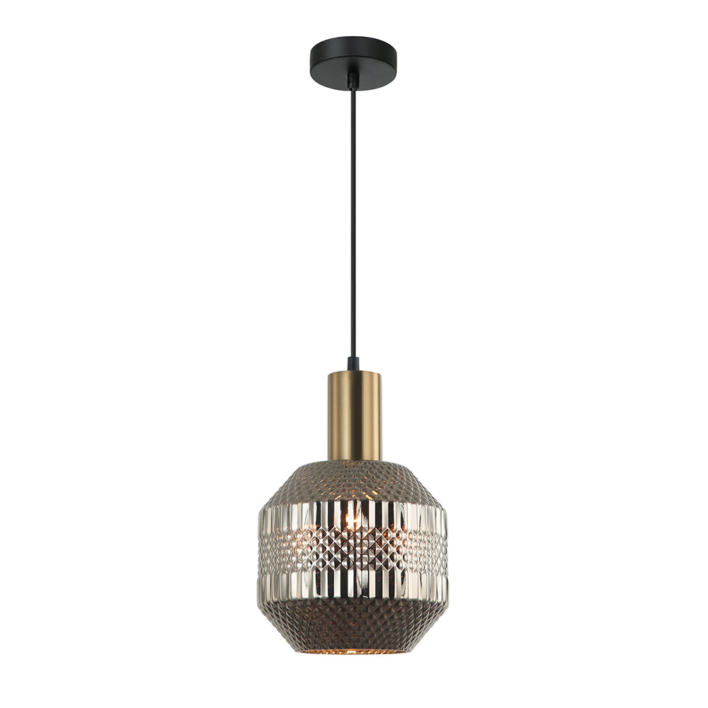 Buy Pendant Lights Australia Interior Glass Jar With Quadrilateral Segment 1 Light Pendant Matt Gold - MARACA5