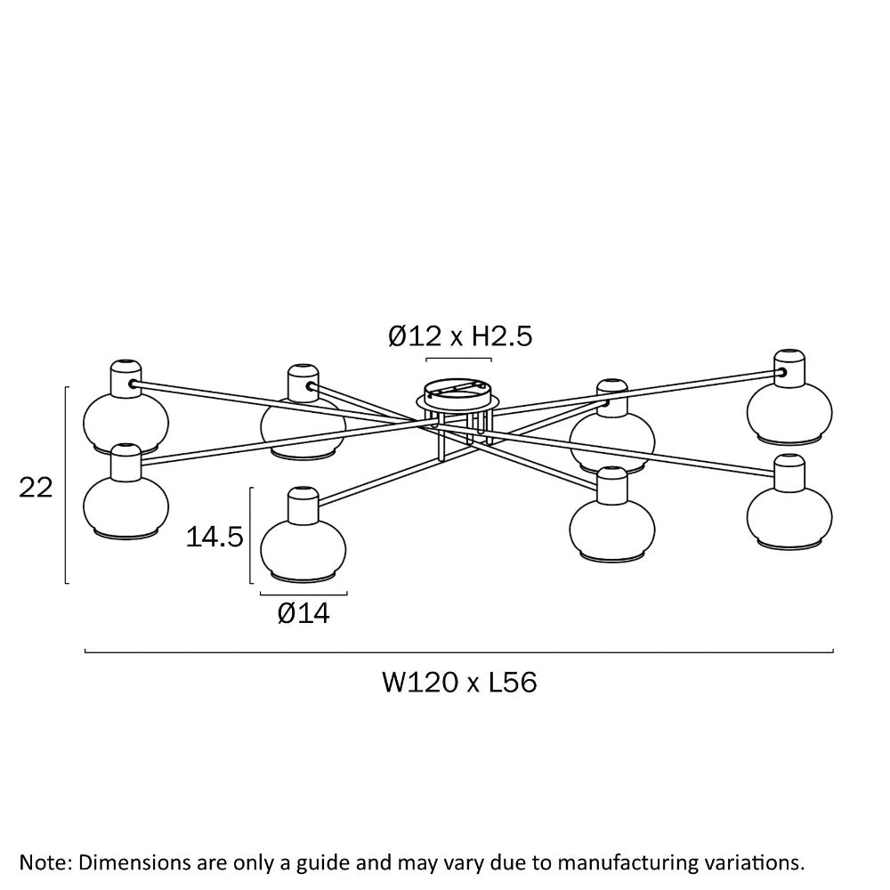 Buy Semi-Flush Mount Lights Australia MARBELL Semi-Flush Mount 8 Lights Black Smoke - MARBELL CTC8BKSM