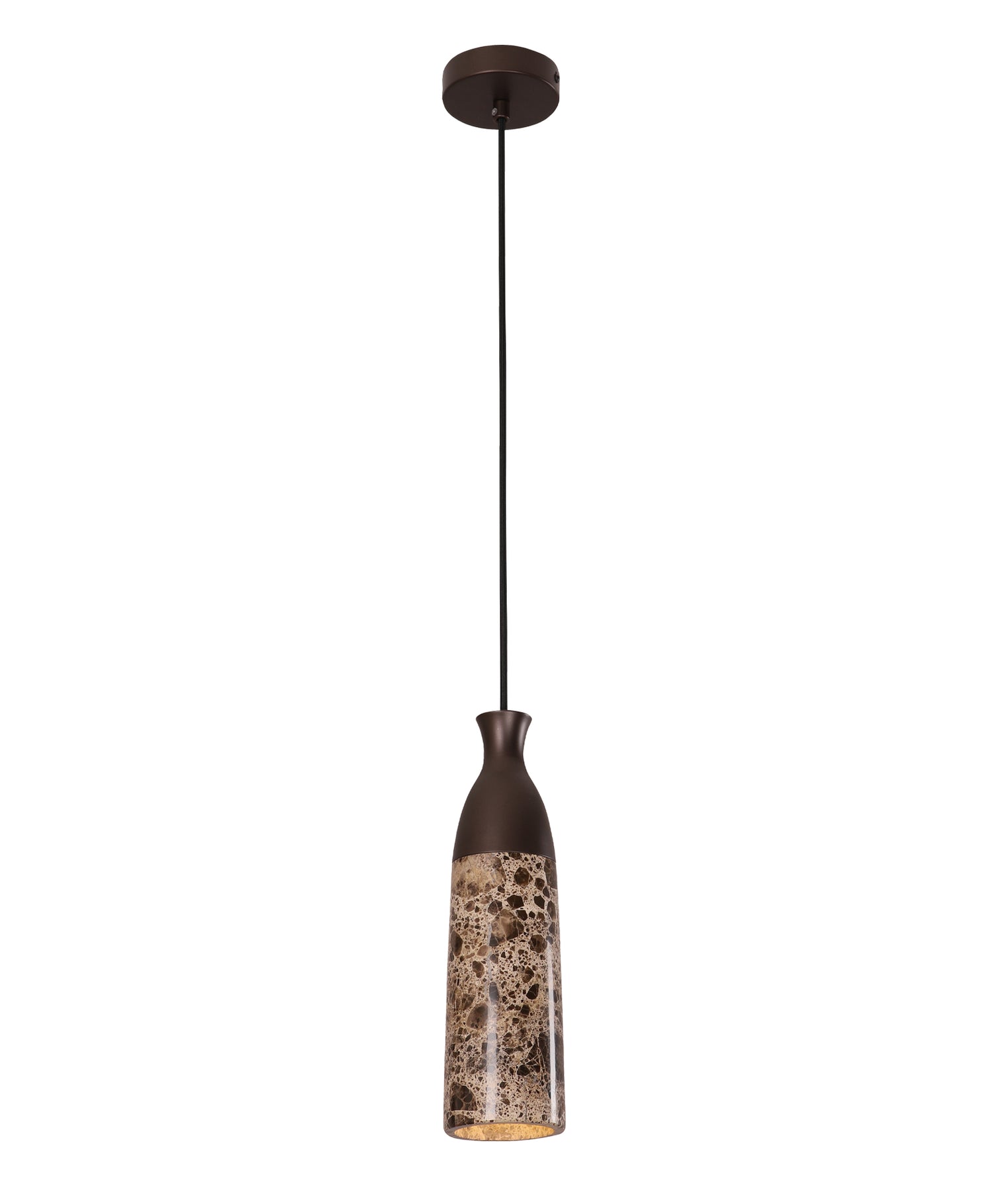 Marmol Interior Marble Cylinder Pendant Light Brown & Bronze - MARMOL1