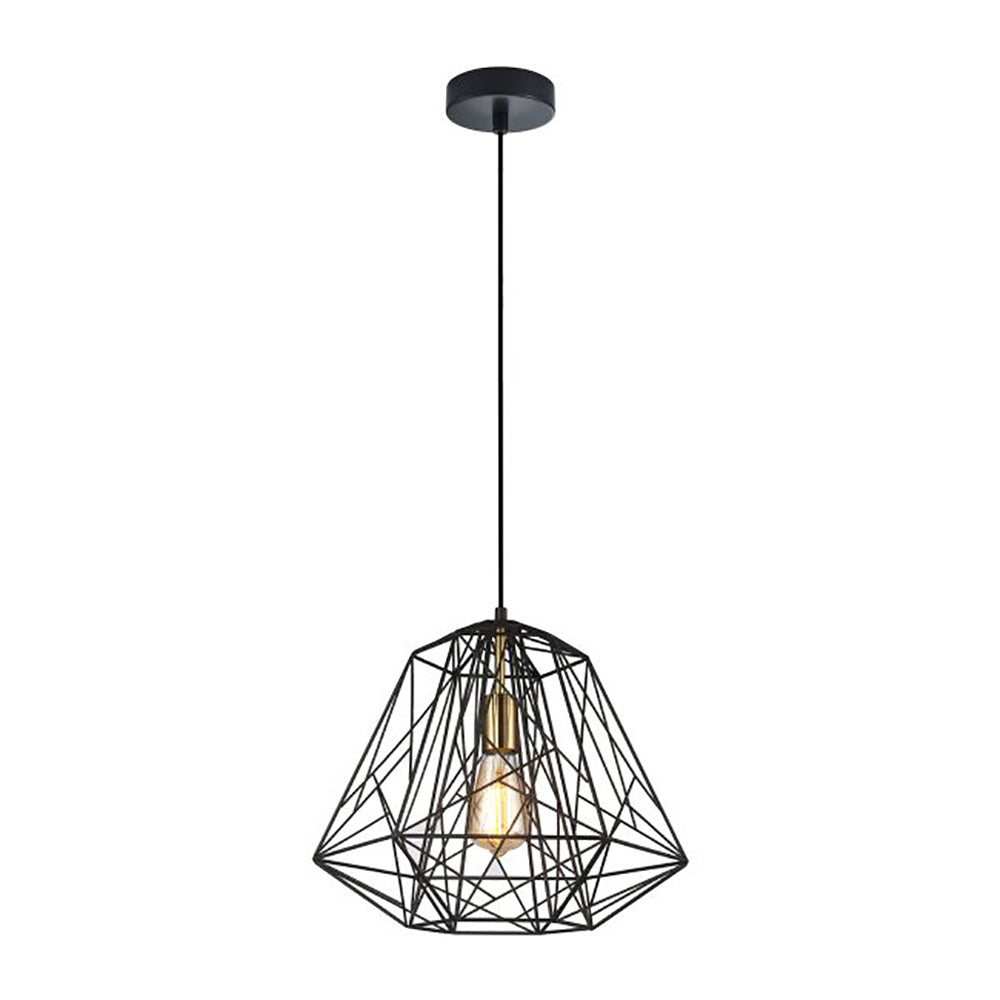 Buy Pendant Lights Australia Interior Iron Cage 1 Light Pendant Black & Brass - MARTE1
