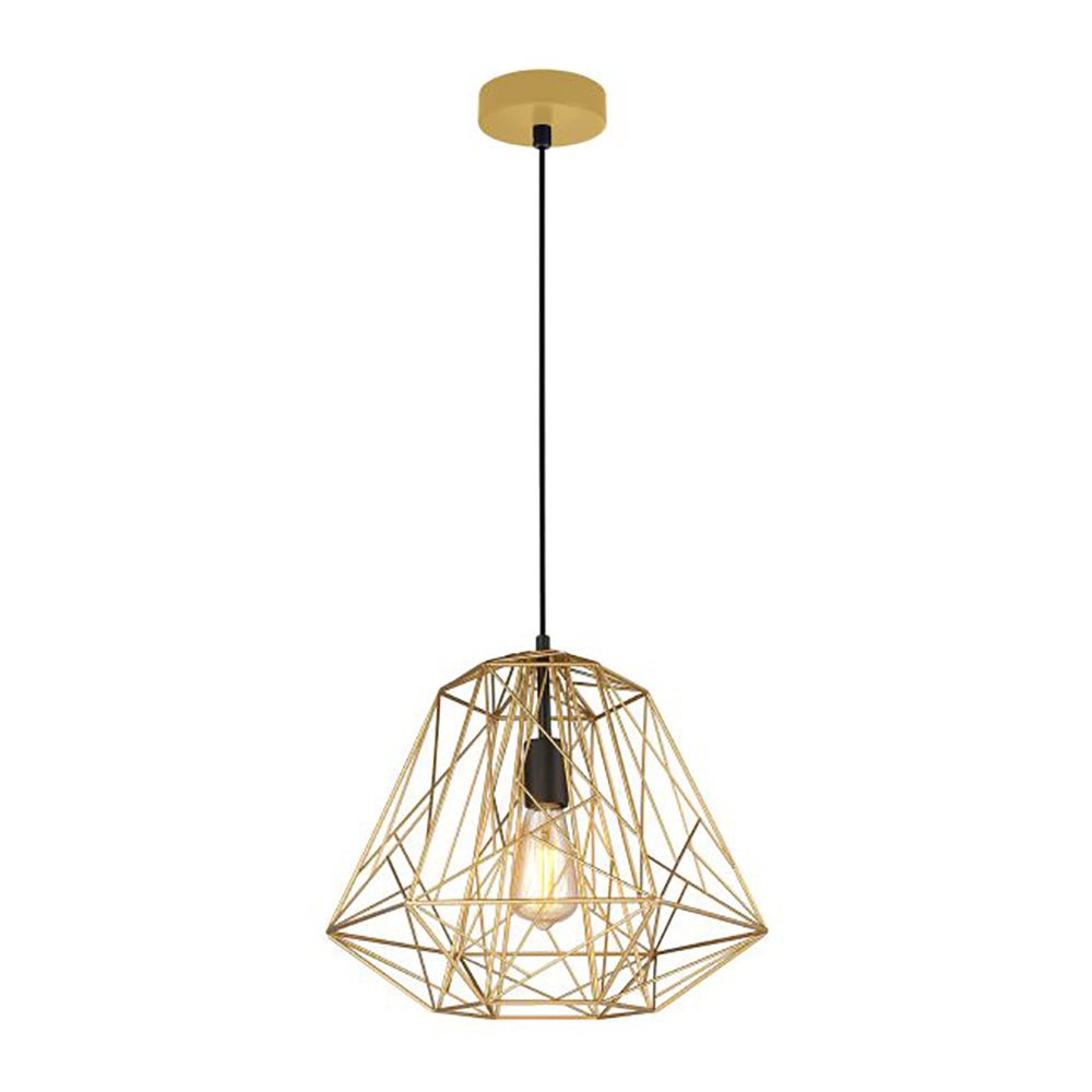 Buy Pendant Lights Australia Interior Iron Cage 1 Light Pendant Matt Gold & Black - MARTE2