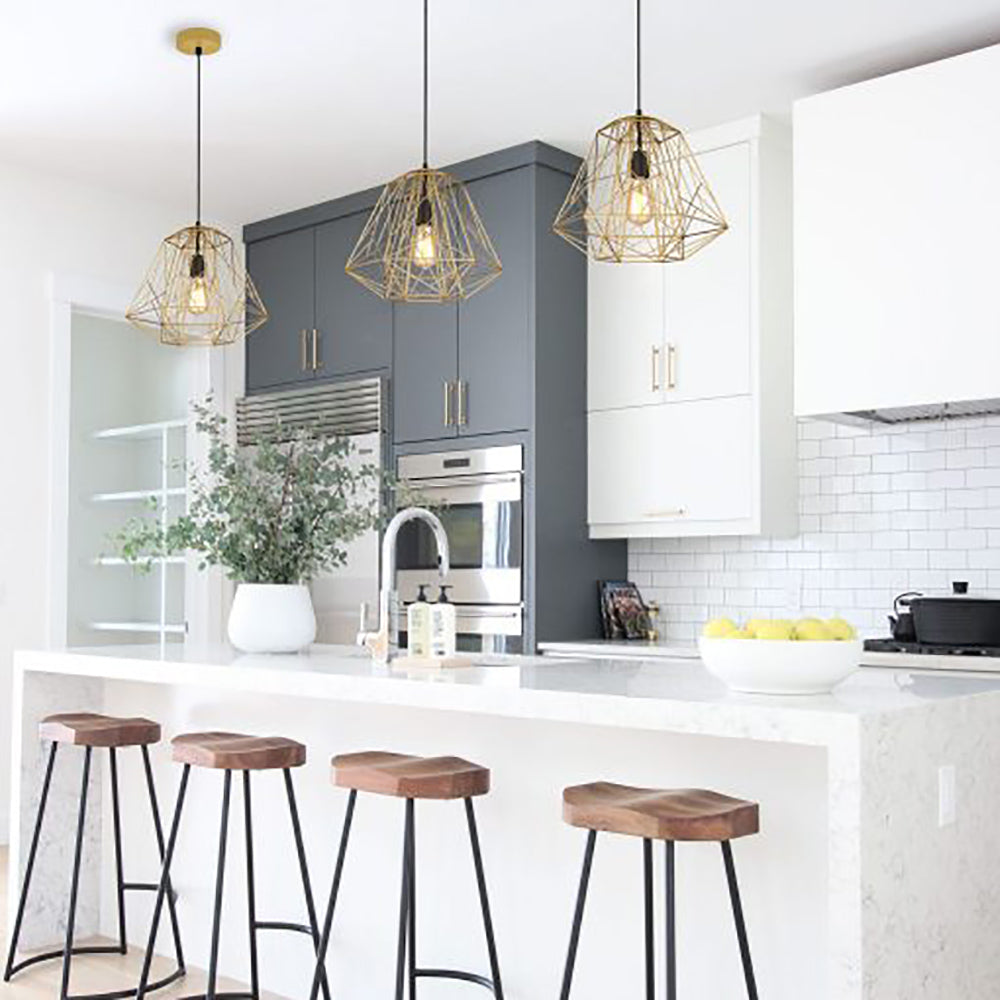 Buy Pendant Lights Australia Interior Iron Cage 1 Light Pendant Matt Gold & Black - MARTE2