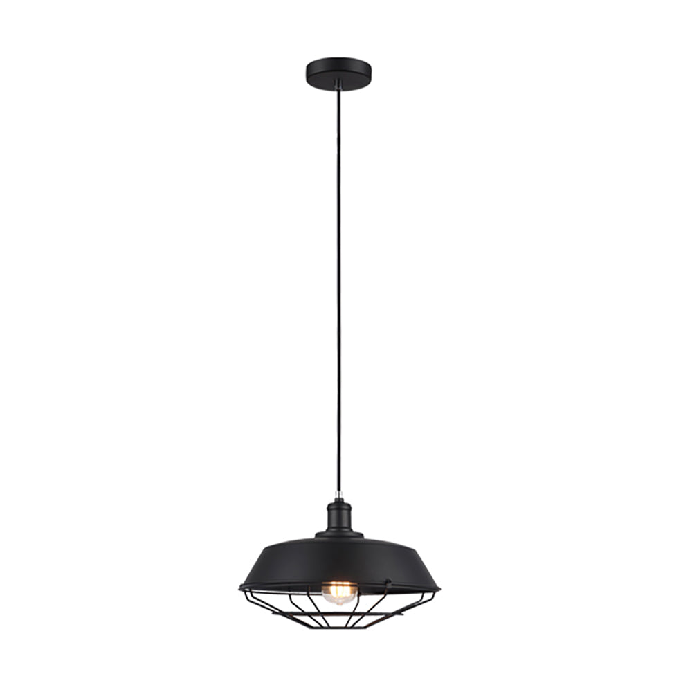 Buy Pendant Lights Australia MATRIX Iron Dome & Cage 1 Light Pendant Black - MATRIX-B
