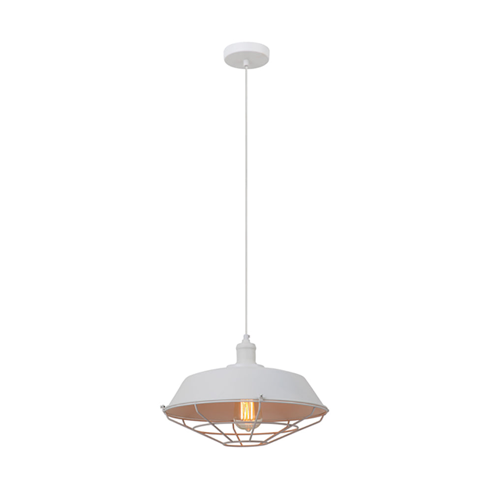 Buy Pendant Lights Australia MATRIX Iron Dome & Cage 1 Light Pendant White - MATRIX-W