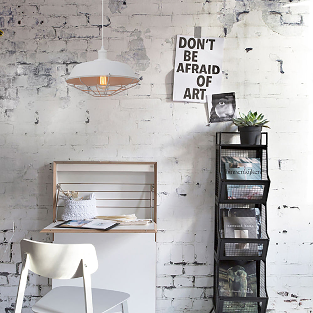 Buy Pendant Lights Australia MATRIX Iron Dome & Cage 1 Light Pendant White - MATRIX-W