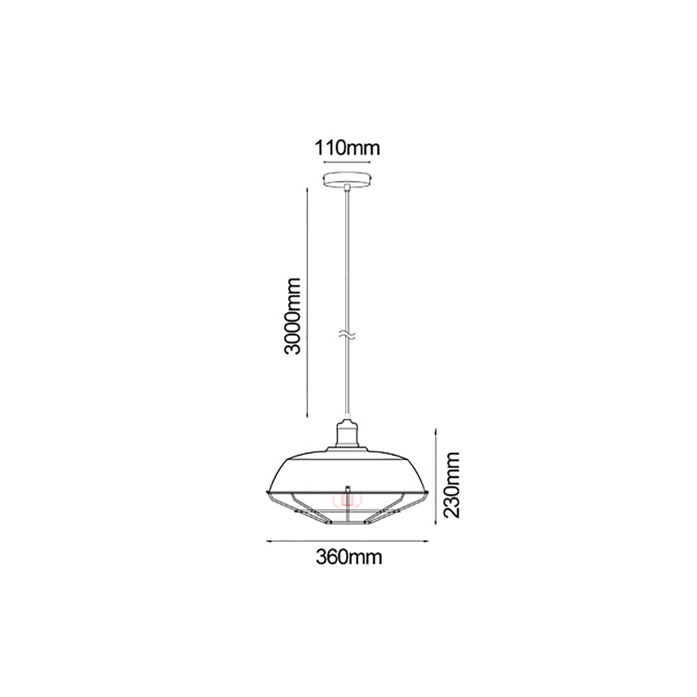 Buy Pendant Lights Australia MATRIX Iron Dome & Cage 1 Light Pendant Black - MATRIX-B